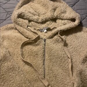 Cozy Cream Women's Teddy Hoodie Zip sweatshirt pullover size L